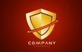 Red gold antivirus shield logo icon design