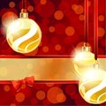 Red and gold banner with Christmas ornaments Royalty Free Stock Photo