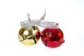 Red and Gold bells with a ribbon on them Royalty Free Stock Photo