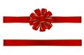 Red and gold bow and ribbon for christmas and birthday decorations