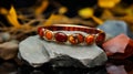 Red And Gold Bracelet: Handcrafted Beauty Inspired By American Barbizon School