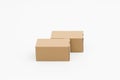 Two closed cardboard boxes on a white background