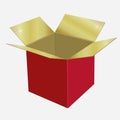 Red gold cardboard box. Keep deliver. Vector