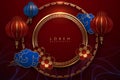 Red and gold chinese circle template background