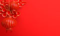 Red and gold chinese lantern lampion. Design creative concept of chinese festival celebration gong xi fa cai