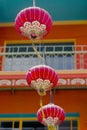 Red and Gold Chinese Lanterns Hanging in Chinatown , San Francisco Royalty Free Stock Photo