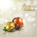 Red and gold christmas balls on grey background Royalty Free Stock Photo