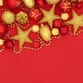 Red and Gold Christmas Baubles Royalty Free Stock Photo