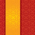 Red and gold classical oriental floral vertical banner