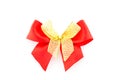 Red and Gold Double Ribbon on white