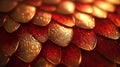 Red and Gold Dragon Scale Texture Detail Royalty Free Stock Photo