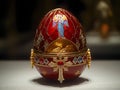 A red and gold Easter egg shaped object with a cross on it Royalty Free Stock Photo