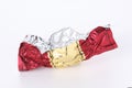 Red and gold empty candy wrapper isolated on white background with copy space for your text Royalty Free Stock Photo