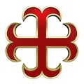 Red with gold frame heraldic cross