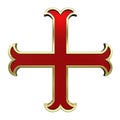 Red with gold frame heraldic cross