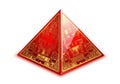 Red and gold geometric pyramid with circuit board pattern Royalty Free Stock Photo