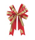 Red and gold gift bow and ribbon with clipping path Royalty Free Stock Photo