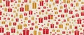 red and gold gift box pattern on beige background Royalty Free Stock Photo
