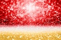 Red gold glitter sparkle background for Christmas or New Year glam Royalty Free Stock Photo