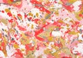 Red, gold, gray, pink and white abstract hand painted background Royalty Free Stock Photo