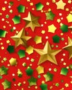 Red, gold and green stars background