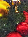 Red and gold holiday ornaments Royalty Free Stock Photo