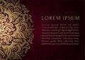 Red and gold luxury background vector. Islamic paisley mandala royal pattern card template