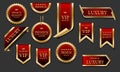 Red gold luxury premium quality label badges on grey background vector Royalty Free Stock Photo