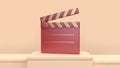 3d rendering red gold movie slate filmmaker cinema concept