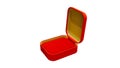 Red and gold opened empty bijouterie gift on white, isolated - object 3D rendering