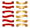 Red & gold ribbon banner basic collection set Royalty Free Stock Photo