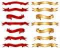 Red & gold ribbon banner fancy collection set