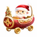 Santa Claus\'s sleigh, red and gold color Royalty Free Stock Photo