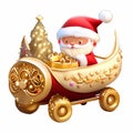 Santa Claus\'s sleigh, red and gold color Royalty Free Stock Photo