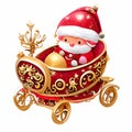 Santa Claus\'s sleigh, red and gold color Royalty Free Stock Photo