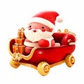 Santa Claus\'s sleigh, red and gold color Royalty Free Stock Photo