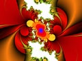 Red gold white decorative abstract fractal, flower design, leaves, background Royalty Free Stock Photo