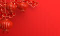 Red and gold traditional Chinese lanterns lampion and paper cut cloud. Royalty Free Stock Photo