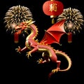 Red and Gold Traditional Dragons to Celebrate Chinese New Year