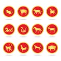 Red and gold twenty seven constellations in circle - vector design Royalty Free Stock Photo