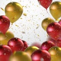 Red And Golden Balloon Bunch. Royalty Free Stock Photo