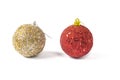 Red and golden christmas bals isolated on white background Royalty Free Stock Photo