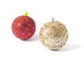 Red and golden christmas bals isolated on white background Royalty Free Stock Photo