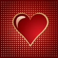 Red golden heart on a gradient halftone