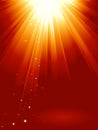 Red golden light burst with stars Royalty Free Stock Photo