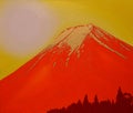 Red and Golden Mt.fuji from Fujiyoshida City Japan