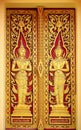 The Red golden Thai temple gate angel pattern Royalty Free Stock Photo