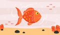 Red goldfish under water vector concept Royalty Free Stock Photo