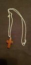 Red goldstone cross necklace