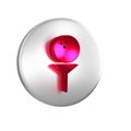 Red Golf ball on tee icon isolated on transparent background. Silver circle button. Royalty Free Stock Photo